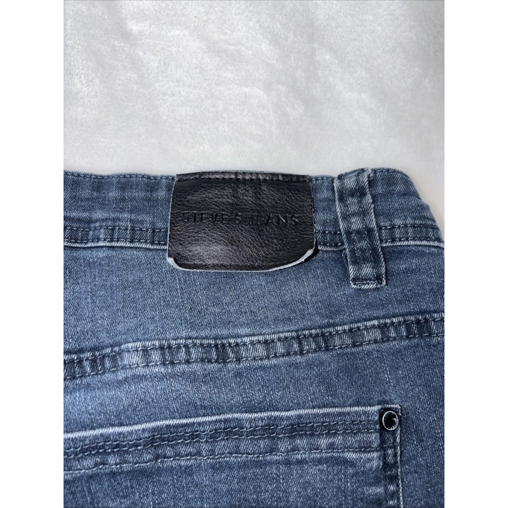 STEVE'S JEANS Whiskering distressed look blue jeans Men's size 34 x 32 Stretch - Picture 7 of 11